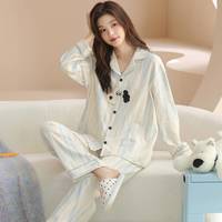 PEANOJEAN睡衣女春秋纯棉长袖休闲可爱卡通可外穿家居服套装秋冬季851女 851女 M