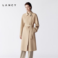 【纯羊绒】LANCY/朗姿2025冬双面呢长大衣女优雅收腰翻领外套