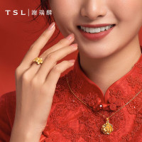 TSL 谢瑞麟 黄金戒指 锦带花系列 活口戒指 YS411 4.25g 计价类（工费820元)
