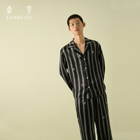 移动端：桑罗 潮酷Boy』桑罗真丝睡衣套装男熊猫印花家居服亲肤透气情侣同款