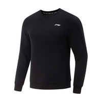 李宁 LI-NING速干针织圆领长袖卫衣男子2025秋季立体裁剪舒适运动上衣 黑色-4 3XL