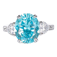 GAONAS高纳仕帕拉伊巴鸽子蛋霓虹蓝圣马利亚蓝荧光人造2025戒指PLJ10950 帕拉蓝 美码9