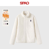 SPAO立领加绒开衫上衣男女2025冬季舒棉绒加厚保暖外套SPWT25AJ09XY 杏#SP海军熊-刺绣车 S