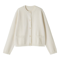 無印良品 MUJI（無印良品 ）女式 针织 圆领开衫 毛衣女装上衣外套25年春季 BA1Q4A5S 绿色 L (165/88A)