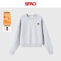 SPAO重磅加绒长袖卫衣男2025冬季保暖防寒小个子上衣SPCK25AW18XY 灰#SP蓝帽子熊-贴布绣 XL