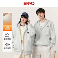 SPAO保暖奥利绒连帽开衫卫衣男女2025冬季加绒防风外套SPWY25SJ07XY 米灰#SP红帽子熊-贴布绣