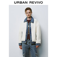 URBAN REVIVO UYY840105 拼接宽松毛绒外套