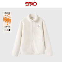 SPAO舒棉绒立领开衫上衣男女2025冬季加绒保暖修身外套SPWT25AJ09XY 杏#SP象牙熊-刺绣车 L