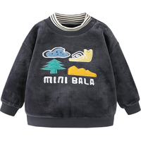 迷你巴拉 MINI BALA 【加绒卫衣】男女童冬新保暖假两件萌趣上衣 铁灰20617 130