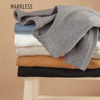 MARKLESS毛衣男2024冬季软糯男款针织衫男士休闲圆领纯色打底衫MSB0710M1 烟灰色-中领 M