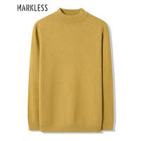 MARKLESS毛衣男2024冬季软糯男款针织衫男士休闲圆领纯色打底衫MSB0710M1 麦浪黄-中领 XL