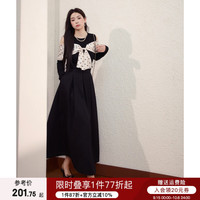蓝语 大码女装 法式蝴蝶结露肩上衣 百褶半身裙 XL 10140379541314
