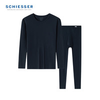 舒雅(Schiesser)男士舒美棉3A抗菌圆领长袖长裤保暖秋衣秋裤套装23918W 宝藍 M 【60-70公斤】