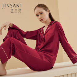 金三塔 睡衣女真丝桑蚕丝素色简约可外穿简奢家居服
