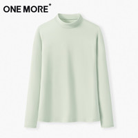one more半高领打底衫女早秋季2025薄荷绿磨毛发热保暖上衣Y 豆绿色(纯色) M