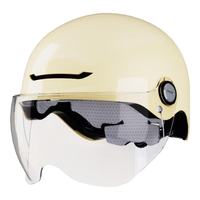 绿源（Luyuan）电动车头盔A类男女通用自行电瓶车骑行夏季半盔摩托机车帽 轻量化/抗菌内衬-卡其 均码