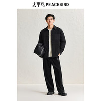 太平鸟男装羽绒服新中式轻薄男冬季衬衫羽绒保暖外套 黑色 L