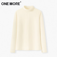 one more半高领打底衫女早秋季2025薄荷绿磨毛发热保暖上衣Y 米白色(纯色) L