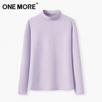 one more半高领打底衫女早秋季2025薄荷绿磨毛发热保暖上衣Y 丁香紫(纯色) L