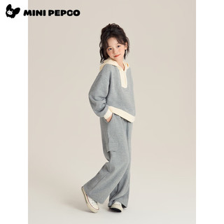 小猪班纳（PEPCO）男女童春秋季套装休闲显瘦减龄拼接拉链复古阔腿裤 女童套装(黑色) 150 *身高140-150cm