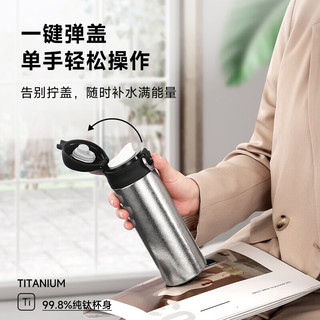 TDE 纯钛保温杯 一键开盖 银色 450ml