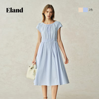 ELAND【风铃裙】衣恋连衣裙女A摆收腰格纹中长裙透气25夏新款 浅黄色(31)L/Yellow-B款F88T73
