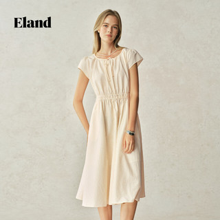 ELAND【风铃裙】衣恋连衣裙女A摆收腰格纹中长裙透气25夏 浅蓝色(51)L/Blue-B款F88T73 L /170