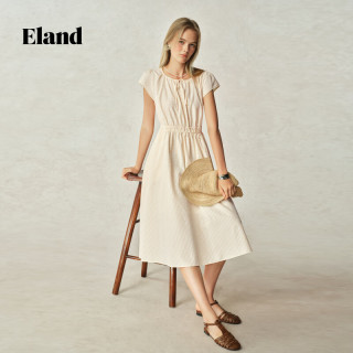 ELAND【风铃裙】衣恋连衣裙女A摆收腰格纹中长裙透气25夏 浅蓝色(51)L/Blue-B款F88T73 L /170