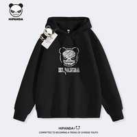 HIPANDA你好熊猫男士卫衣2025秋季休闲复古印花男士连帽上衣春季帽衫 【重磅棉】-黑#JDP熊猫粉笔 M (1)-【重磅棉】-黑#JDP熊猫粉笔