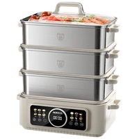 奥克斯 全钢电蒸锅24L大容量炖蒸煮一体电煮锅电火锅猛火多功能锅电热锅三层