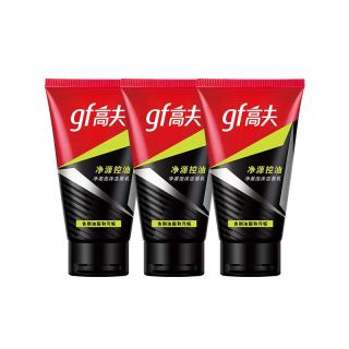 高夫 洗面奶男竹炭净源控油净澈泡沫洁面乳男士洁面 100g*3支