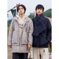 古柯 COKEIN 男士日系工装棉服外套加厚潮流宽松可拆卸外套