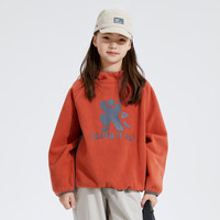mipo 24年秋款防静电耐用双面运动百搭摇粒绒图案插肩卫衣 橘色 110cm