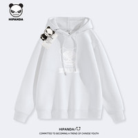HIPANDA你好熊猫男士卫衣2025秋季休闲复古印花男士连帽上衣春季帽衫 【重磅棉】-白#JDP熊猫粉笔 3XL