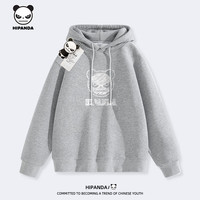 HIPANDA你好熊猫男士卫衣2025秋季休闲复古印花男士连帽上衣春季帽衫 【重磅棉】-灰#JDP熊猫粉笔 M