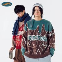 古柯 COKEIN x TIKIMOMOKA 毛衣潮流美式嘻哈情侣款套头上衣街头