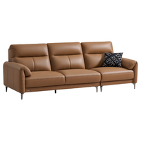 林氏家居 小户型意式极简真皮沙发客厅2025头层牛皮中古风PS729 2.21米|栗杏棕|婴幼级牛皮