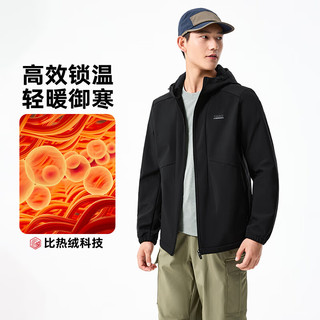 361°外套男秋季三防防泼水加绒户外运动休闲连帽夹克风衣652544605D-3 超级黑 XL