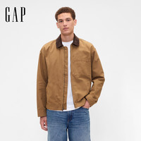 GAP男装2025秋季灯芯绒翻领合身外套巴恩风夹克美版790585 浅棕色 S 美码 M亚洲码175/92A