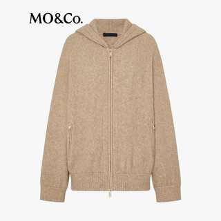 MO&Co.【秦岚同款SMILEY联名】毛衣外套2025冬含羊驼绒MBE4CAR006 浅花驼色 XS /155