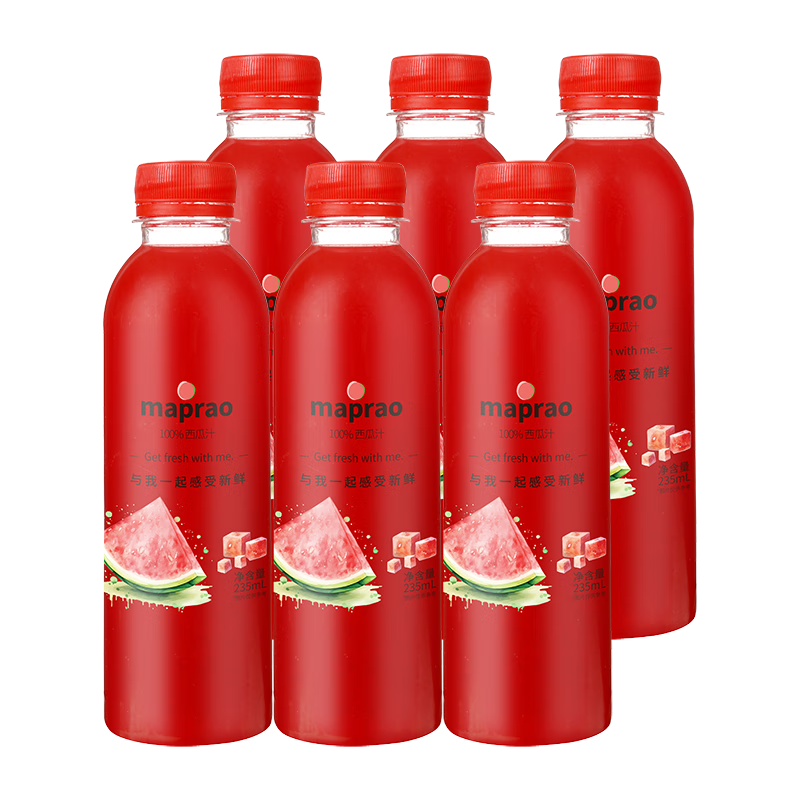 MAPRAO100%越南鲜榨纯西瓜汁HPP低温冷压榨0添加果汁饮料235ml*6瓶