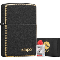 ZIPPO打火机之宝防风煤油 黑裂漆-商标-凿边款 男 含油套装 黑裂漆-商标-凿边款【含油】