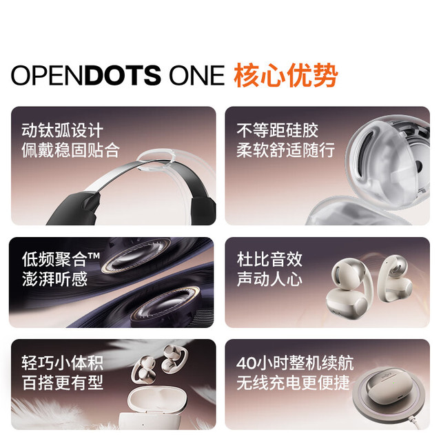 韶音 李现同款OpenDots ONE E310耳夹式耳机无线蓝牙耳机动钛圈杜比音效不入耳运动跑步耳机长续航