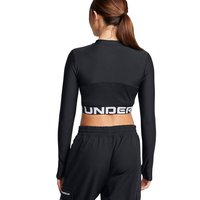 安德玛（UNDERARMOUR）春夏HeatGear女子罗纹训练运动长袖T恤1388692 黑色001 XL