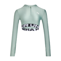 安德玛（UNDERARMOUR）春夏HeatGear女子罗纹训练运动长袖T恤1388692 石灰绿348 L