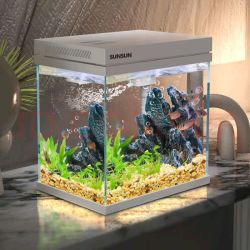 森森（SUNSUN）超白鱼缸一体缸自循环客厅水族箱桌面家用懒人免换水小型金鱼缸 超白HEJ250标配 带滤材+棉