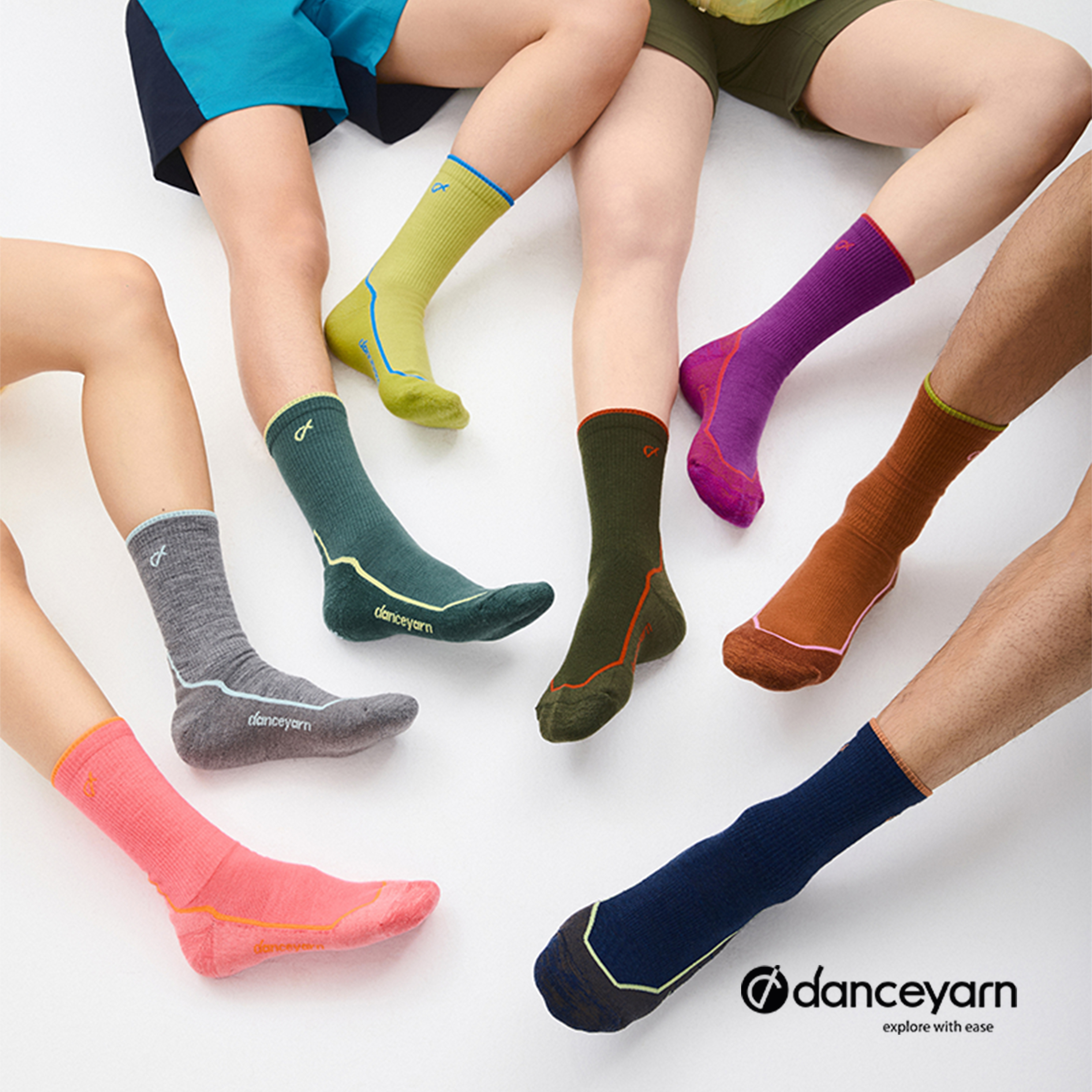 danceyarn 石头同款H3061美丽诺羊毛徒步登山袜超强缓震防异味