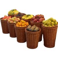 宜然家居 收纳筐柳大号超市陈列织藤筐水果展示篓超市水果堆头篮子 棕色 单个上面的平盘