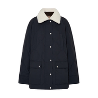 MO&Co.【轻暖漫游系列】羽绒服2025冬90鸭绒可拆毛领防风MBE4EIN067 蓝黑色 XS /155