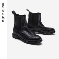 MARIE CLAIRE2024冬新款布洛克水洗短靴复古牛皮英伦女鞋604-61295 午夜巴黎黑604-61295 37